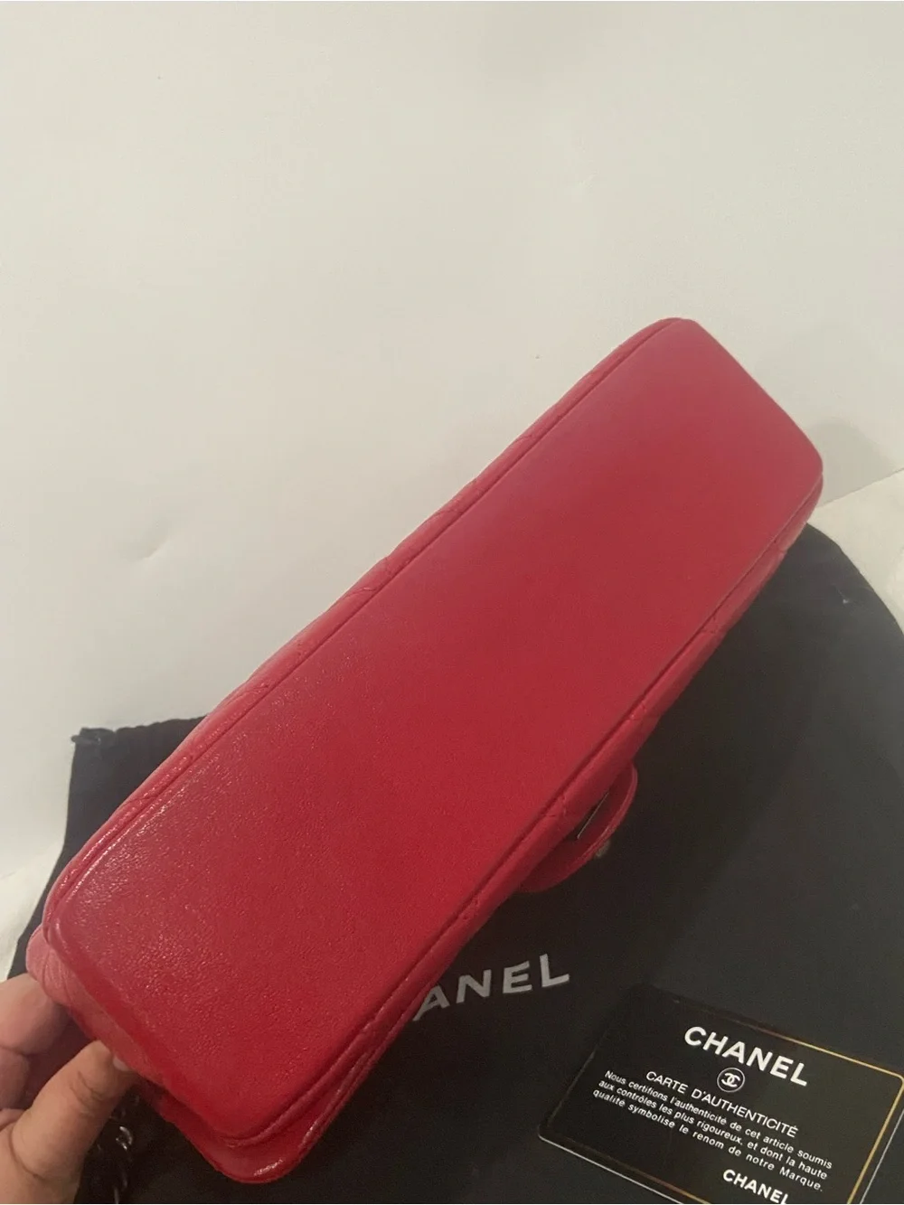 Chanel Quilted shiny Letaher Red Flap Bag